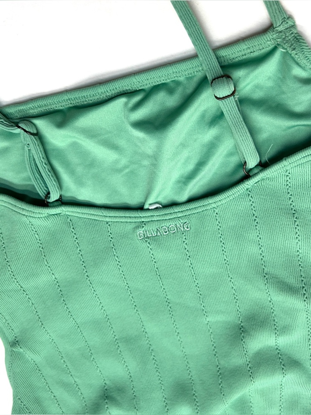 Billabong x Salty Blonde Sunset Rib Swimsuit in Mint Green High Leg - Picture 8 of 12